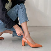 LBSFY  -  7cm New Fashion Sandals Pointed Toe Thick High Heels Ankle Wrap White Party for Women Shoes 40